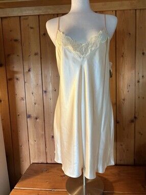 Silky Lace-Trim Slip Dress - Cream